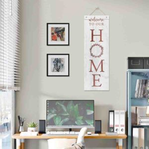 Exclusivo Letrero de madera welcome Home decorativo blanco 90x30cm