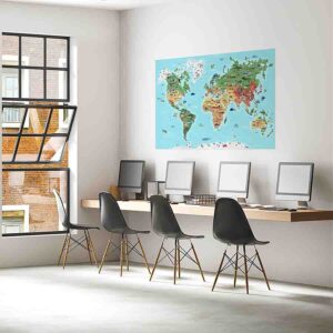 Mapa Ilustrado Mundial Gigante Para Pared
