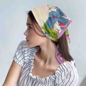 Original bandana para la cabeza petalos de seda