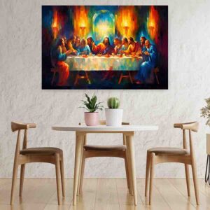Cuadros de la ultima cena para comedor minimalista Acuarela Sagrada