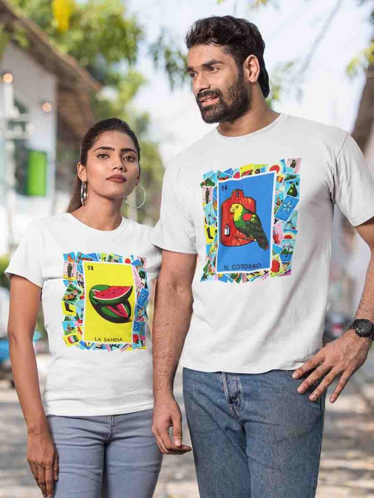 La sandia y el cotorro Lindisimas playera de loteria mexicana SuperCreativa