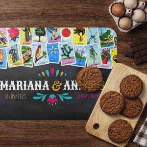 Tapetes para mesa lotería mexicana Mod.Madera negra
