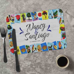 Tapetes para mesa de comedor con cartas de lotería Mod. Marco de cartas