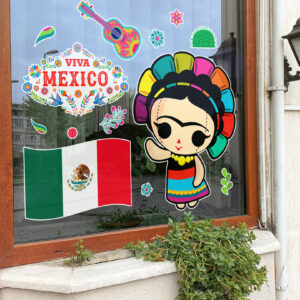 VINIL PARA VENTANA FRIDA KHALO- MUÑECA TRADICIONAL