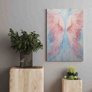 Cuadro alas ángel abstractos pastel