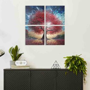 Cuadro arbol rojo Círculo de Vida mosaicos