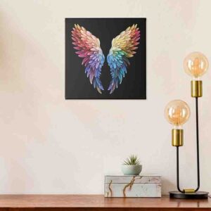 Pintura de alas de angel colores fondo negro