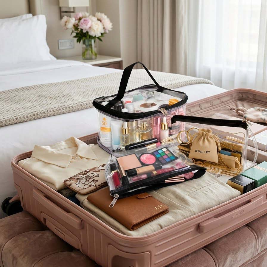 Cosmetiquera + Bolso De Mano + Neceser Kit De Viaje De 3pz - Imagen 5