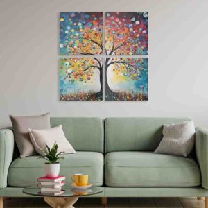 Pintura de árbol manchas multicolores