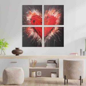 Corazon en cuadro rojo pasion que late
