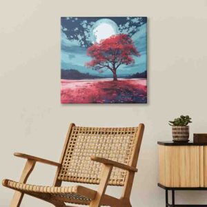 Arbol de la vida cuadros tripticos rojo y azul arte pop