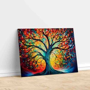 Cuadro arbol abstracto colores vibrantes