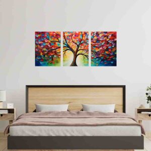 Arboles en cuadros abstractos coloridos juego de 3 pz