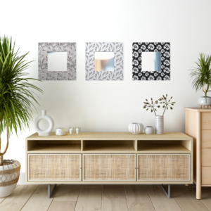 Armonía Floral Perfectos Set de 3 Espejos con formas Floridos