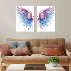 Cuadros con alas de angeles Elevación Divina juego de 2 pz