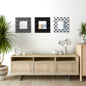 3 Espejos para pared de sala Corazones Amor Fusión