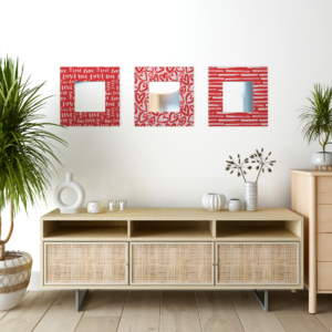 Juego de 3 Espejos de madera Corazones Pincelazos