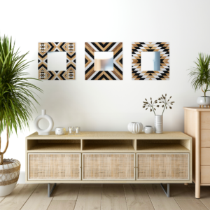 Espejos decorativos comedor Geniales tribal Maderas 3 pz