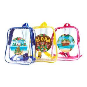 Mochilas translucidas fiesta temática hawaiana