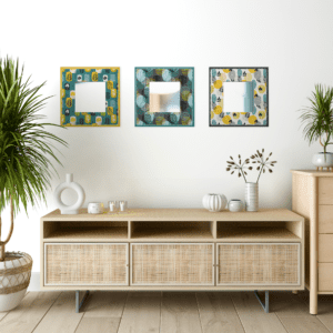 Brisa de Verano  Set de 3 Espejos de madera modernos Hojas