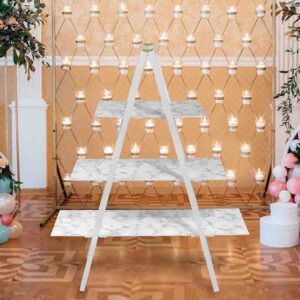 Escalera para postres Elegante Madera MOD. Marmol blanco