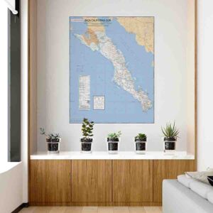 Mapa de Baja California Sur grande para pared