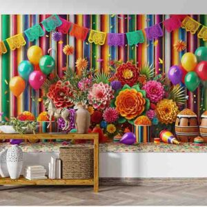 Backdrop Fondo Colorido Fiesta Mexicana El Canto de las Flores