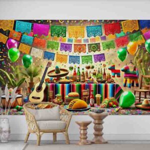 Fiesta Mexicana Backdrop para Photocall Entre Jaripeos y Jarritos