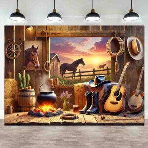 Fiesta vaquera para mujer Backdrop fotos Esplendor Vaquero y Equino