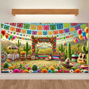 Backdrop para Eventos Fondo Fiesta Mexicana Fiesta en la Plaza
