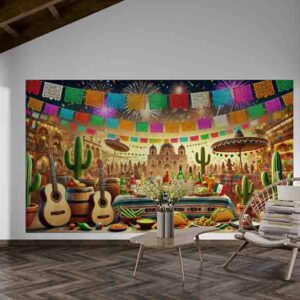 Fondo Fotográfico Mexicano Backdrop para Fiesta La Cantina del Pueblo