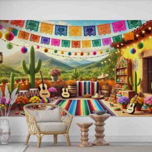 Backdrop Decoración Mexicana Fondo para Fotos Milpa de Colores