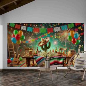 Adorno Fiesta Mexicana Backdrop Fondo Decorativo Noche Mexicana