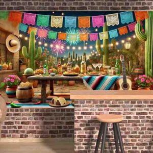 Fondo Decorativo para Fotos Fiesta Mexicana Noche de Piñatas