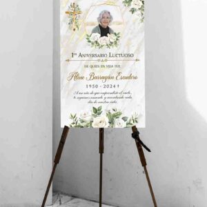 Letrero Memorial Personalizado Aniversario Luctuosos Foto Pétalos de Memoria