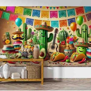 Fondo Temático Mexicano Backdrop para Fiesta Ritmo Mexicano