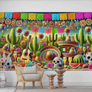 Backdrop Decorativo para Eventos Fiesta Mexicana Sabor a México