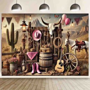 Decoración rústica para fiesta vaquera Backdrop fotos Sombrero Chic