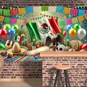 Decoración Fiesta Backdrop Temático Mexicano Sombreros y Sarapes