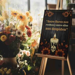 Letreros de Día de Muertos Decoración Altar Adiós entre Flores