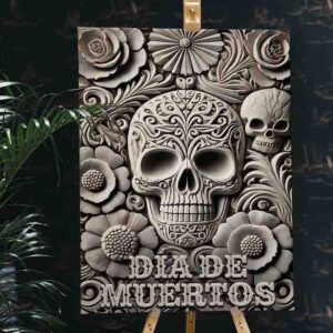 Decoración de Día de Muertos Letreros Calavera Tallada