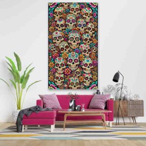Backdrop para fotos de Día de Muertos tradicional Calaveras Florales