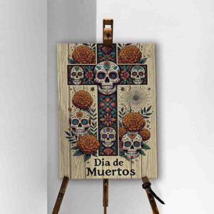 Letreros de MDF para Día de Muertos Cruz y Ofrenda