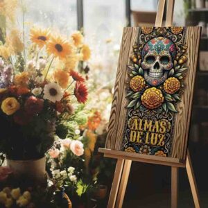 Decoración de puerta día de muertos Memorias Grabadas