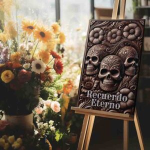 Letrero de MDF para Día de Muertos Recuerdos Eternos