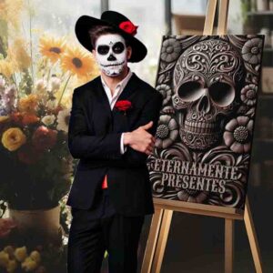 Letrero de MDF para Altar de Día de Muertos Reflejos del Pasado