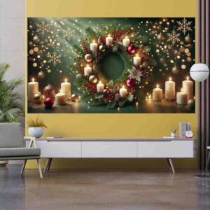 Backdrop Navideño con Corona de Adviento Adviento de Paz y Alegría