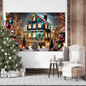 Backdrop Navideño de Guirnaldas para tu Evento Azul de la Navidad