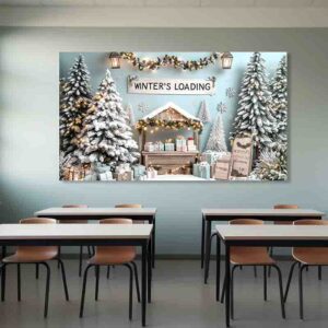 Backdrop de Nieve Invernal navidad Casita de madera