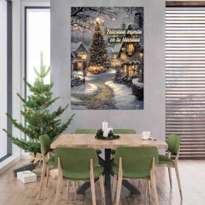 Fondo Navideño Villa Nevada Noche Estrellada en la Villa